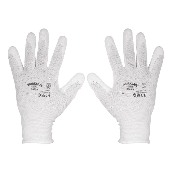 Worksafe Worksafe White Precision Grip Gloves, Large - Box of 120 Pairs Worksafe - Town Tools 