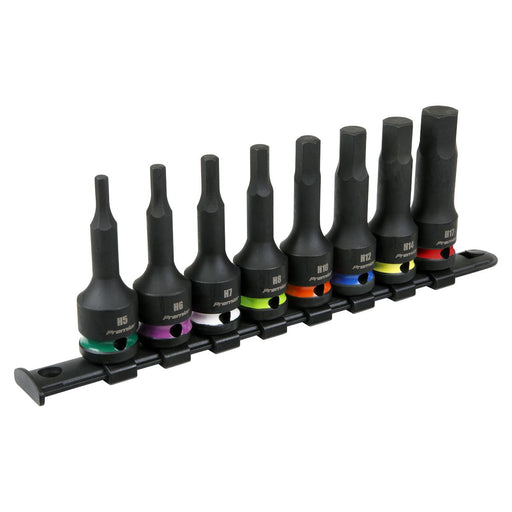 Sealey Premier Premier Hex Impact Socket Bit Set 1/2"Sq Drive 8pc AK56001 Sealey Premier - Town Tools 