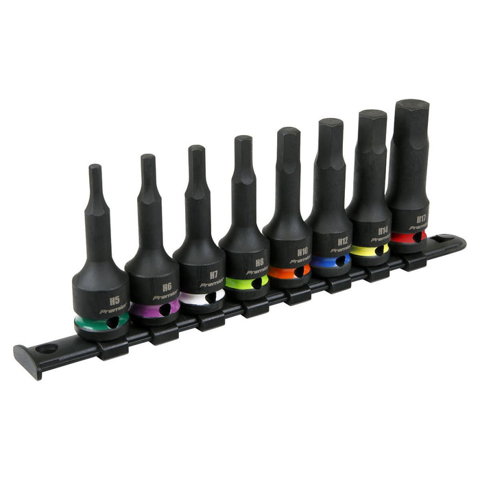 Sealey Premier Premier Hex Impact Socket Bit Set 1/2"Sq Drive 8pc AK56001 Sealey Premier - Town Tools 