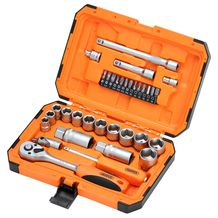 Draper HI-TORQ® 6 Point Socket Set, 1/4" and 3/8" (34 Piece) - BD34M-O