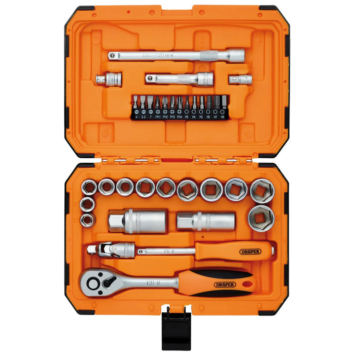 Draper HI-TORQ® 6 Point Socket Set, 1/4" and 3/8" (34 Piece) - BD34M-O
