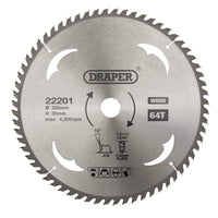 Draper TCT Circular Saw Blade for Wood, 305 x 30mm, 64T - SBW16