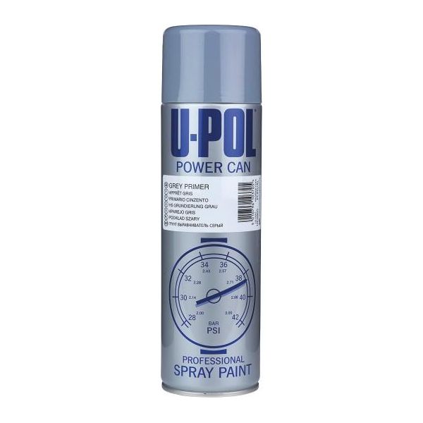 12 x U-Pol Power Can GREY PRIMER Paint 500ml Car Spray Aerosol U-Pol - Town Tools 