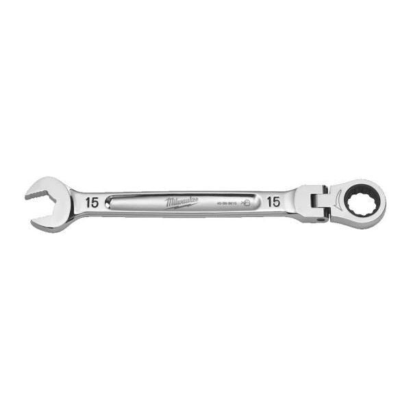 15 mm MAX BITE flexible head ratcheting combination spanner -1pc Milwaukee - Town Tools 