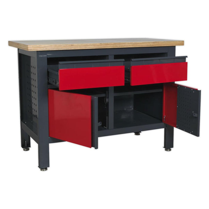 Sealey Workstation with 2 Drawers & 2 Cupboards AP1372A Sealey - Town Tools 