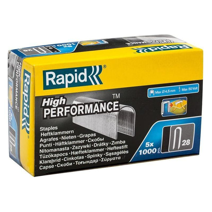Rapid 28/10 10mm DP x 5m Galvanised Staples (Box 1000 x 5) Rapid - Town Tools