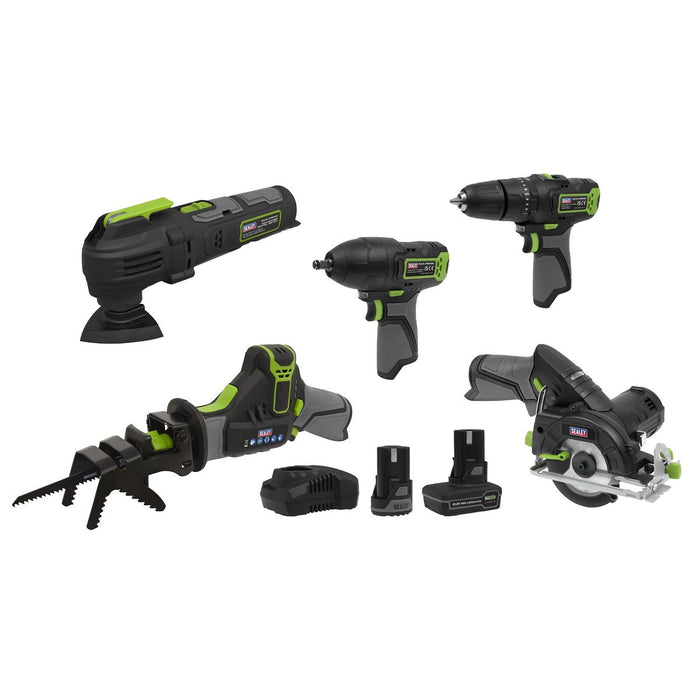 Sealey 5 x SV10.8 Series Cordless Combo Kit 10.8V - 2 Batteries CP108VCOMBO8 Sealey - Town Tools 