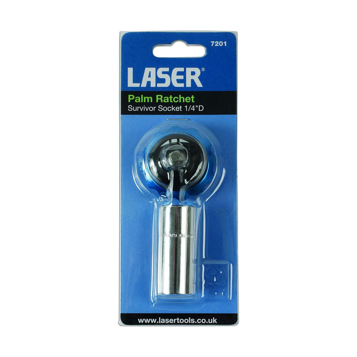 Laser Palm Ratchet with Survivor Socket 1/4"D 7201 Laser - Town Tools 