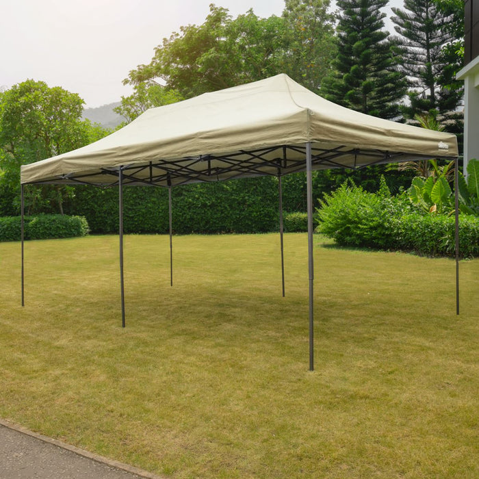 Dellonda 3x6m Pop-Up Gazebo Heavy Duty  Carry Bag Rope Stakes & Weight Beige