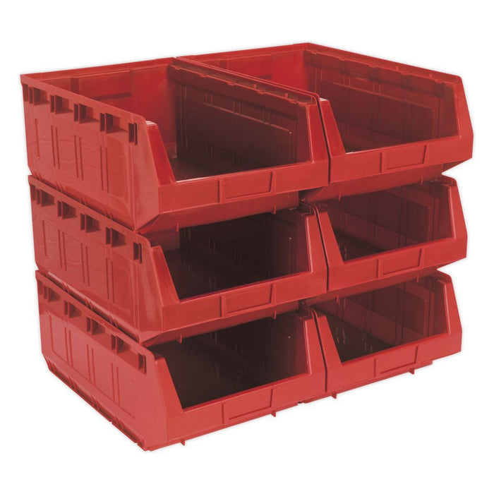 Sealey Plastic Storage Bin 310 x 500 x 190mm Red Pack of 6 TPS56R