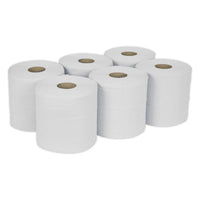 Sealey Paper Roll White 2-Ply Embossed 150m Pack of 6 WHT150