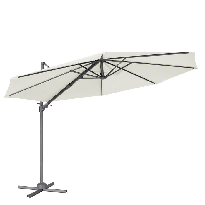 Dellonda Cantilever Parasol with 360 Rotation, Tilt & Cover 3m - Cream