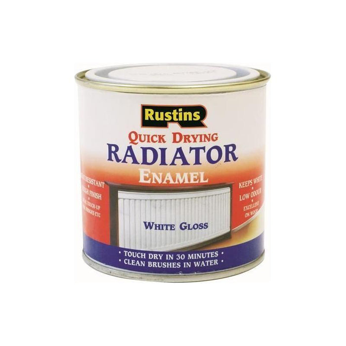 Rustins Quick Dry Radiator Enamel Paint Gloss White 250ml Rustins - Town Tools