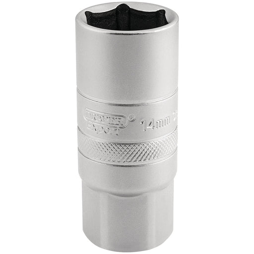 Draper 14mm Thread 6 Point Satin Chrome Spark Plug Socket, 1/2" Sq. Dr., 21mm Draper - Town Tools 