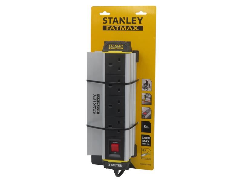 STANLEY Electrical 4-Gang IP20 Powerboard with Clamp 3m STANLEY� Electrical - Town Tools