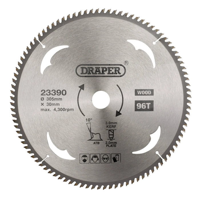 Draper TCT Circular Saw Blade for Wood, 305 x 30mm, 96T - SBW17