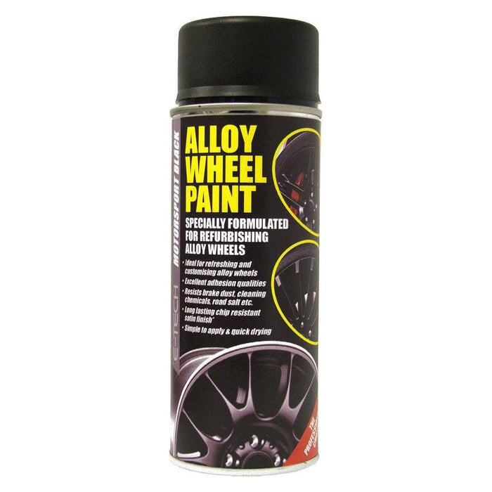 E-Tech Car Alloy Wheel Paint Motorsport Black Satin Can Chip Resistant 400ml E-Tech - Town Tools 