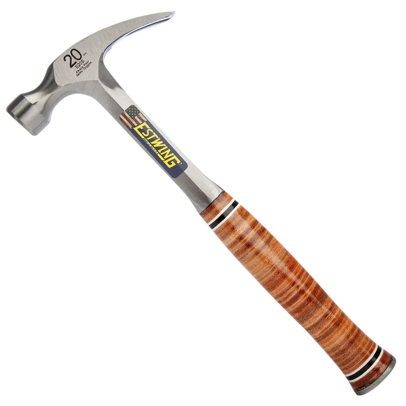 Estwing E20S Straight Claw Hammer with Leather Grip, 20oz/560g - E20S - image 1