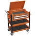 Sealey Heavy-Duty Mobile Tool & Parts Trolley 2 Drawers & Lockable Top Orange Sealey - Town Tools 