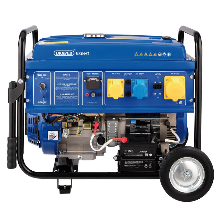 Draper Expert Petrol Generator with Wheels, 5000W - PG58W