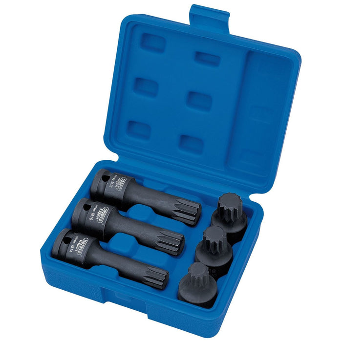 Draper Impact Spline Bit Set, 1/2" Sq. Dr. (6 Piece) 28881