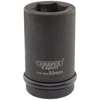 Draper Expert HI-TORQ 6 Point Deep Impact Socket, 1" Sq. Dr., 33mm
