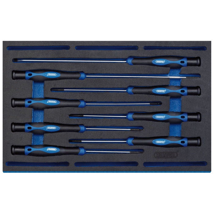 Draper Extra Long Precision Screwdriver Set in 1/4 Drawer EVA Insert Tray (8 Pie Draper - Town Tools 