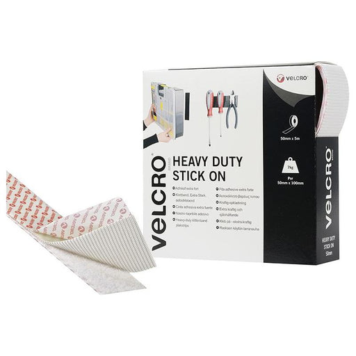 Velcro® Brand VELCRO® Brand Heavy-Duty Stick On Tape 50mm x 5m White VELCRO® Brand - Town Tools