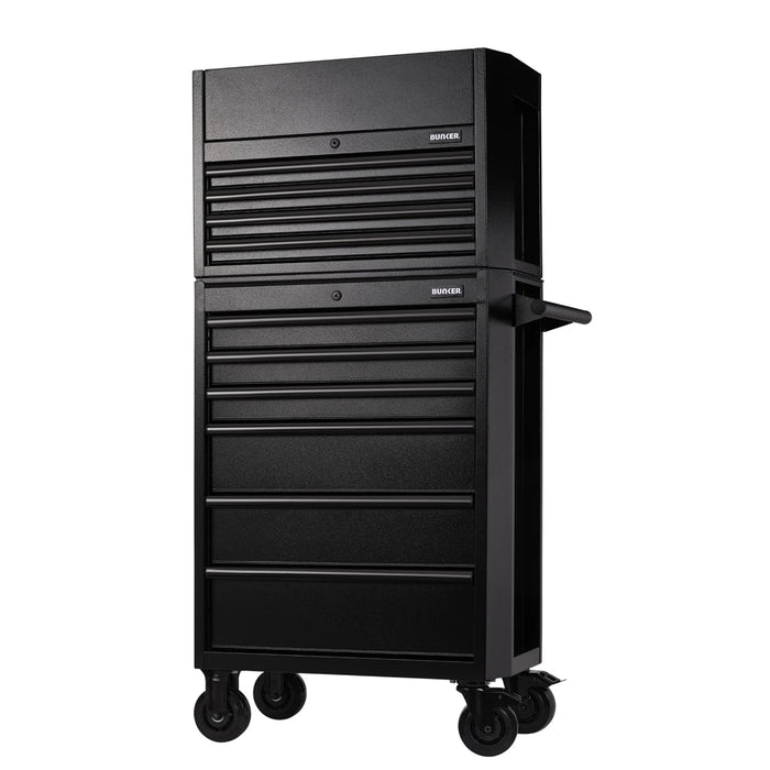 Draper BUNKER 10 Drawer Combined Roller Cabinet and Tool Chest, 26", Black