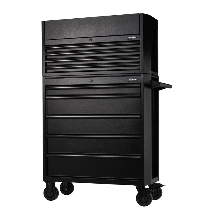 Draper BUNKER 9 Drawer Combined Roller Cabinet and Tool Chest, 36", Black