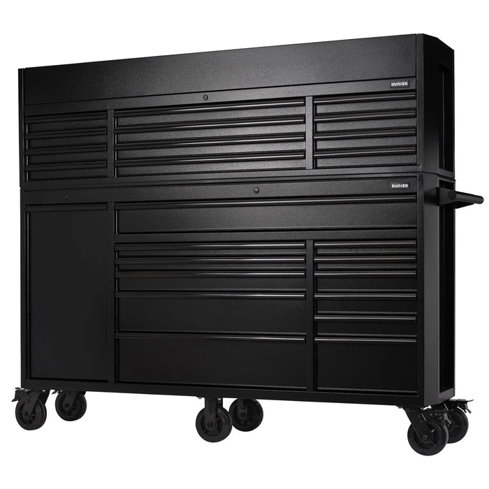Draper BUNKER 25 Drawer Combined Roller Cabinet and Tool Chest, 72", Black