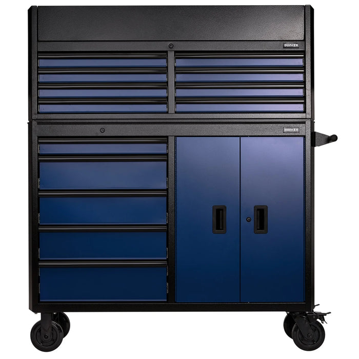 BUNKER 13 Drawer Combined Roller Cabinet and Tool Chest, 52", Blue
