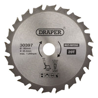 Draper TCT Multi-Purpose Circular Saw Blade, 185 x 25.4mm, 20T 30397