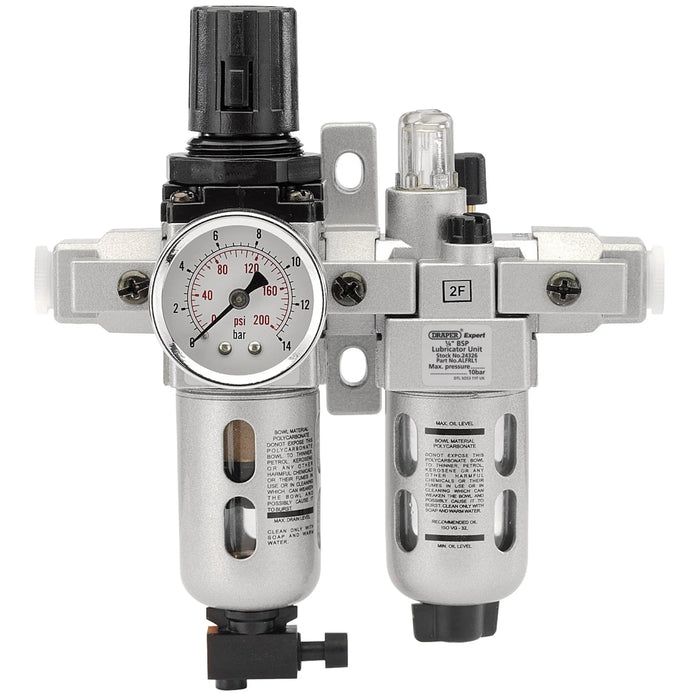 Draper 1/4" BSP Combined Filter/Regulator/Lubricator Unit (FRL) - ALFRL1