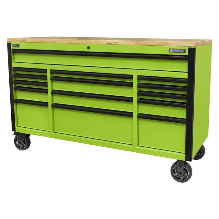 Superline PRO Black Edition Mobile Trolley with Wooden Worktop 15 Drawer 1549mm Superline Pro - Town Tools 
