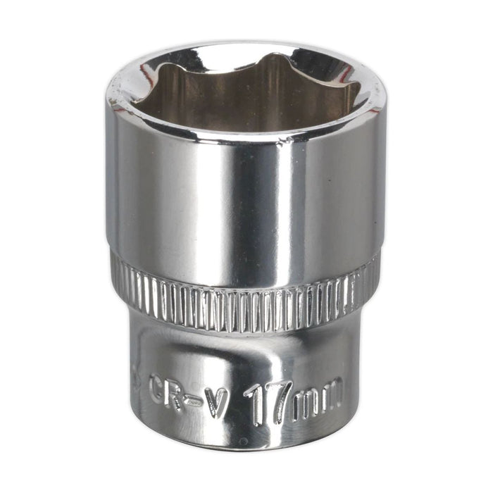 Sealey WallDrive Socket 17mm 3/8"Sq Drive Fully Polished SP3817 Sealey - Town Tools 