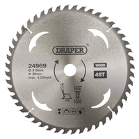 Draper TCT Circular Saw Blade for Wood, 315 x 30mm, 48T - SBW18