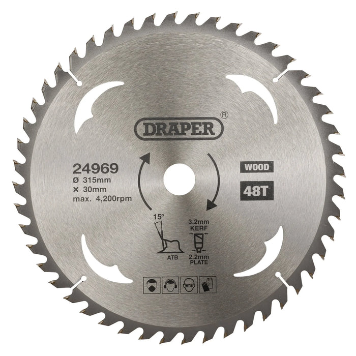 Draper TCT Circular Saw Blade for Wood, 315 x 30mm, 48T - SBW18