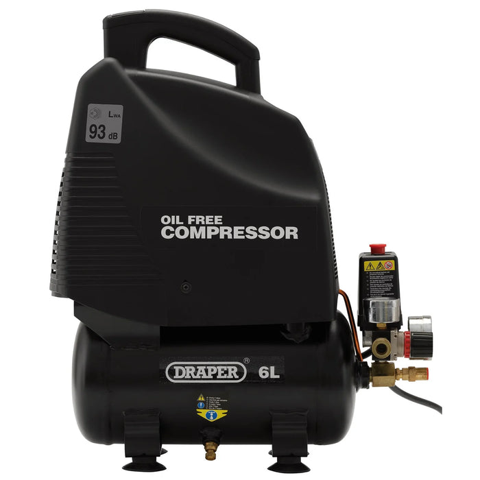 Draper 230V 6L Oil-Free Air Compressor, 1.1kW/1.5hp - DA6/169