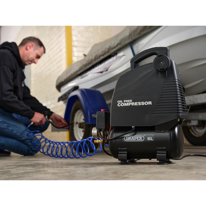 Draper 230V 6L Oil-Free Air Compressor, 1.1kW/1.5hp - DA6/169