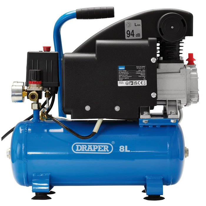 Draper 8L Direct Drive Air Compressor, 0.75kW/1.1hp - DA8/118