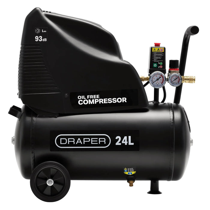 Draper 230V 24L Direct Drive Oil-Free Air Compressor, 1.1kW/1.5hp - DA25/169