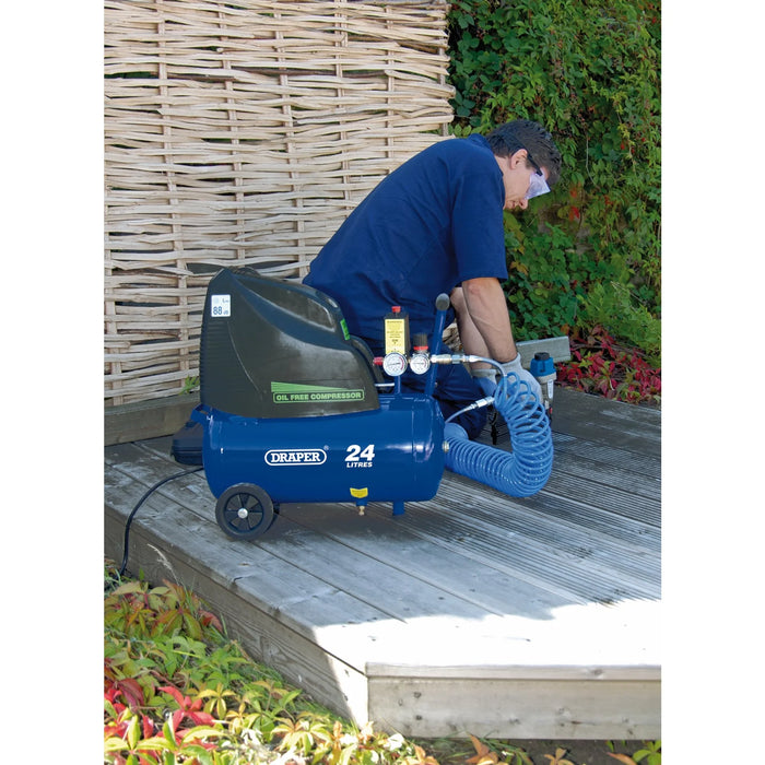 Draper 230V 24L Direct Drive Oil-Free Air Compressor, 1.1kW/1.5hp - DA25/169