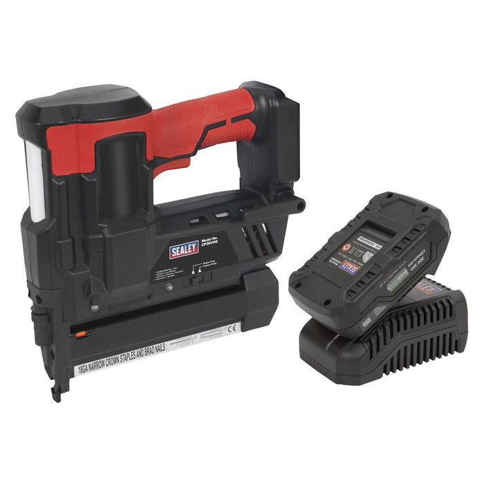 Sealey Cordless Nail/Staple Gun 18G 20V 2Ah SV20 Series Lithium-ion CP20VNGKIT1 Sealey - Town Tools 