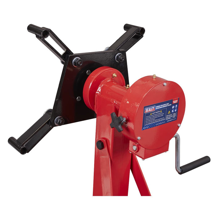 Folding 360º Rotating Engine Stand with Geared Handle Drive 680kg Capacity Sealey - Town Tools 