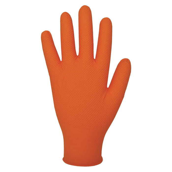 5x Bodyguard Finite Orange Grip Textured Grip Pattern Nitrile Gloves Large Box 90 Bodyguard - Town Tools 