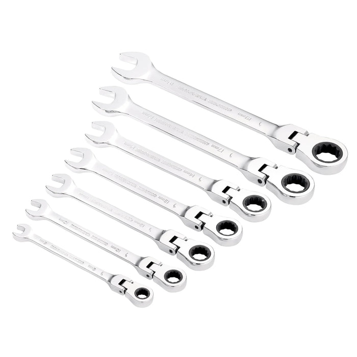 Draper HI-TORQ® Metric Flexible Head Ratcheting Combination Spanner Set (7