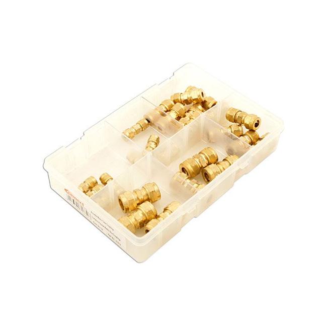 Connect Assorted Metric Brass Tube Couplings 25pc 31879 Tool Connection - Town Tools 