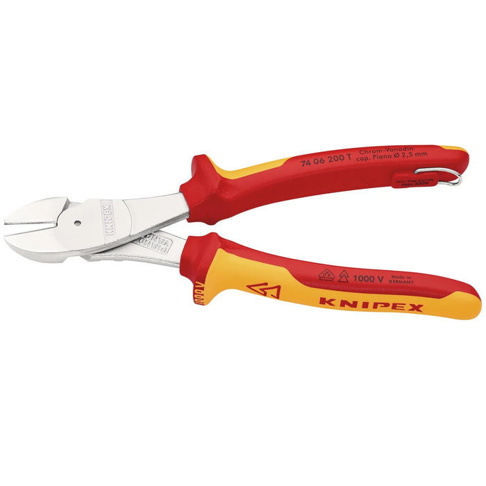 KNIPEX 74 06 200 T BK VDE Insulated High Leverage Diagonal Cutter, 200mm