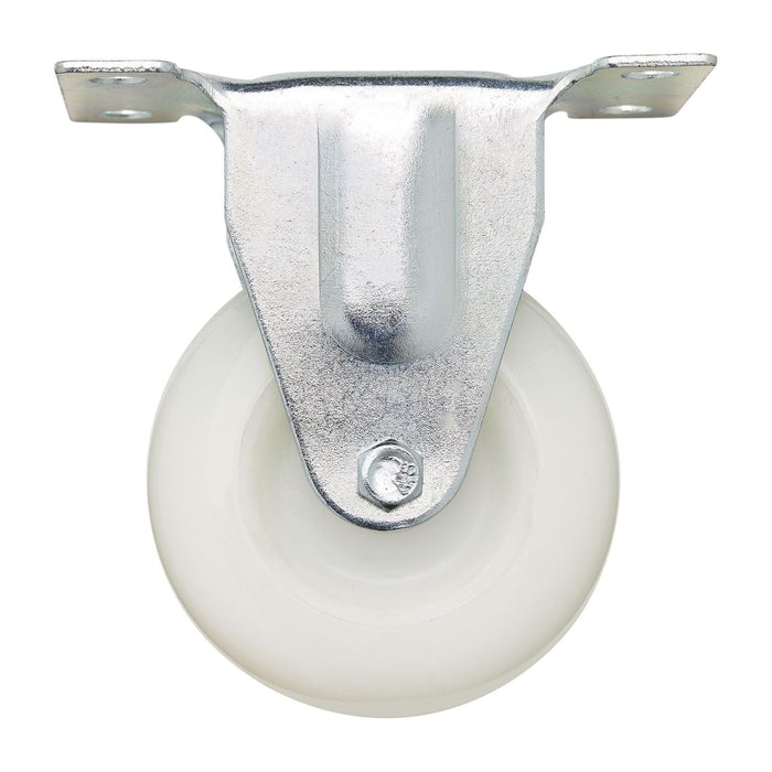 Draper Fixed Plate Fixing Nylon Wheel, 75mm Diameter, S.W.L. 100kg Draper - Town Tools